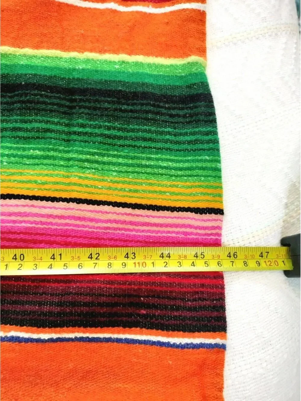 Artesanias FR‎ Mexican Serape Blanket 45x76 XL Multi-Color Striped Boho Acrylic